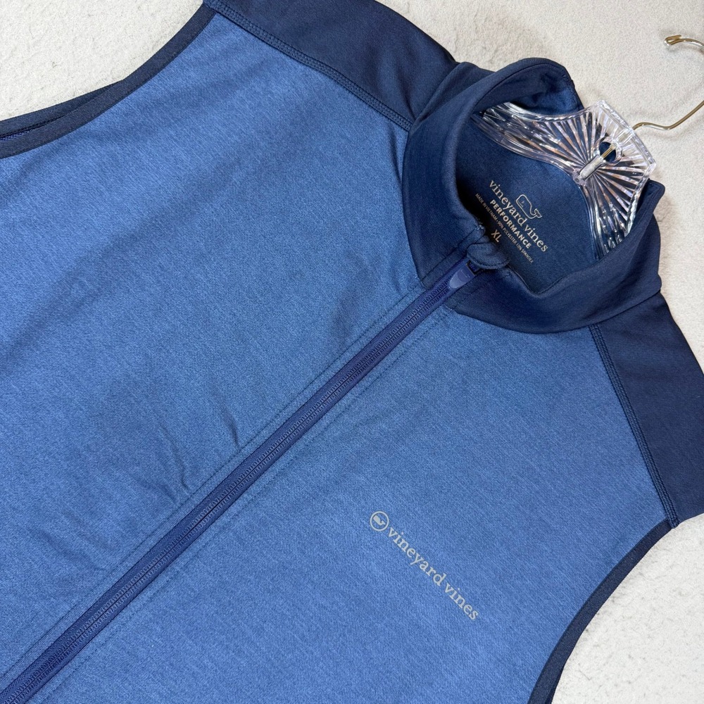 Vineyard Vines Vest Mens XL Performance Full Zip Blue Stretch EUC
